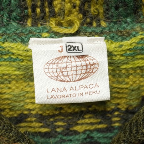 90s- Peru Alpaca wool Zip-up knit hoodie