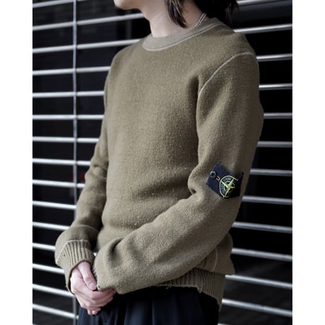 "Stone Island" 2003A/W Wool×Nylon Contrast Stitch Knit Sweater