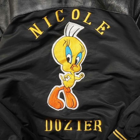90s- Nylon & Leather Versity Jacket