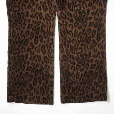 00s- Leopard Pattern Velor Semi-flare Pants
