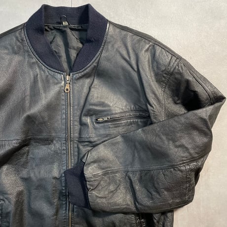 80s- Leather Zip up Blouson