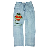 00s- Snake design Straight Denim Pants
