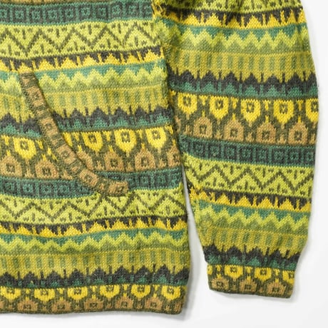 90s- Peru Alpaca wool Zip-up knit hoodie