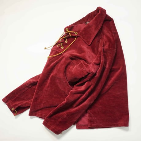 60s Lace up Velour Skipper Pullover