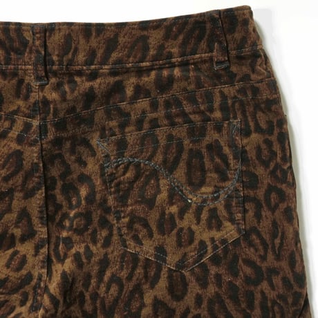 00s- Leopard Pattern Velor Semi-flare Pants