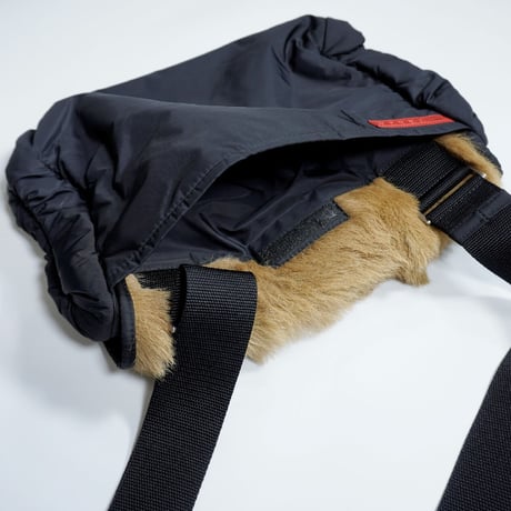 Early 00s【PRADA SPORT】Kid fur docking nylon shoulder bag