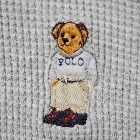 90s 【Polo by Ralph Lauren】Polo bear waffle cotton hoodie