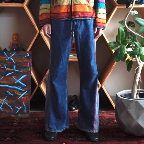 90-00s Side line Baggy Flare Denim