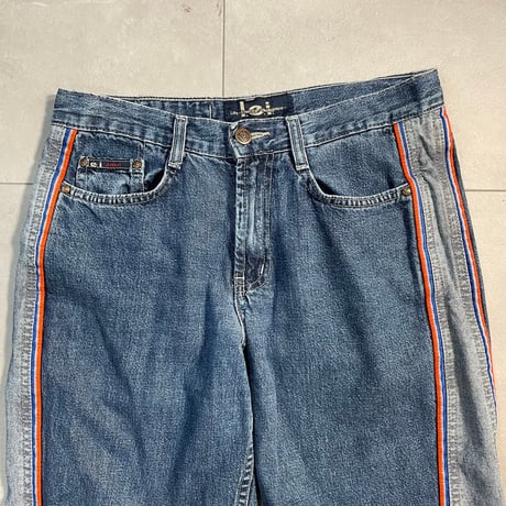 90-00s Side line Baggy Flare Denim
