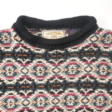 90s Geometric Pattern Roll neck Knit Sweater
