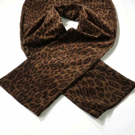 00s- Leopard Pattern Velor Semi-flare Pants