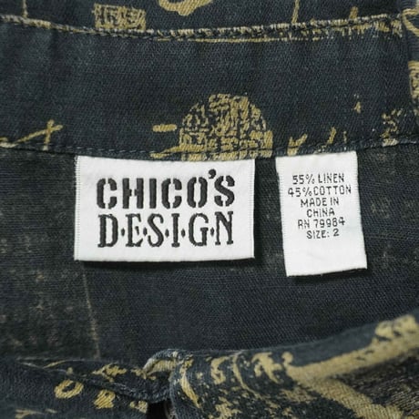 90s "CHICO'S DESIGN" Kanji patterned L/S shirt