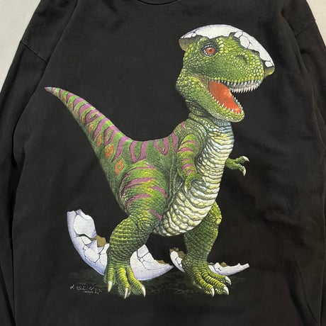 90s Hanes Beefy body 孵化したて恐竜 Long sleeve T-shirt