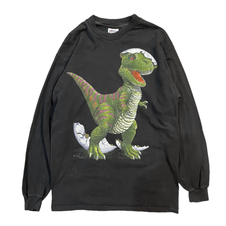 90s Hanes Beefy body 孵化したて恐竜 Long sleeve T-shirt
