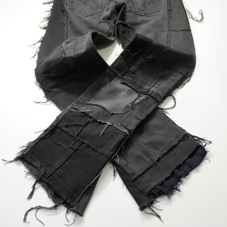 Remake black flair denim pants