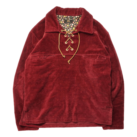 60s Lace up Velour Skipper Pullover
