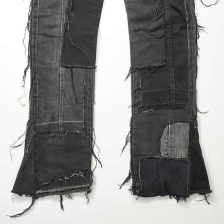 Remake black flair denim pants