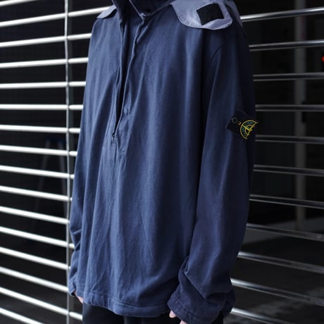 "Stone Island" 2001S/S Cotton–Nylon Convertible Hood Pullover