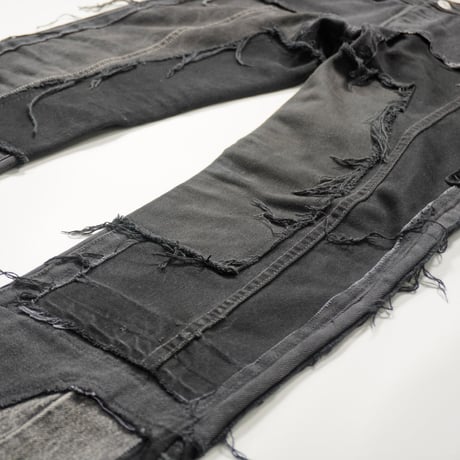 Remake black flair denim pants