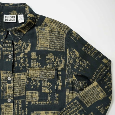 90s "CHICO'S DESIGN" Kanji patterned L/S shirt
