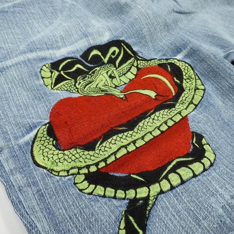 00s- Snake design Straight Denim Pants
