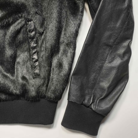 Fake fur Docking Leather Blouson