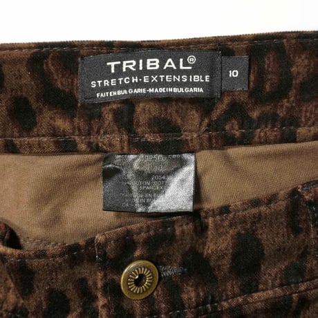 00s- Leopard Pattern Velor Semi-flare Pants