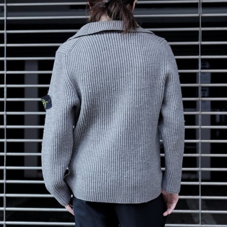 "Stone Island" 2003A/W Ribbed Wool High-Neck Half-Zip Knit Sweater