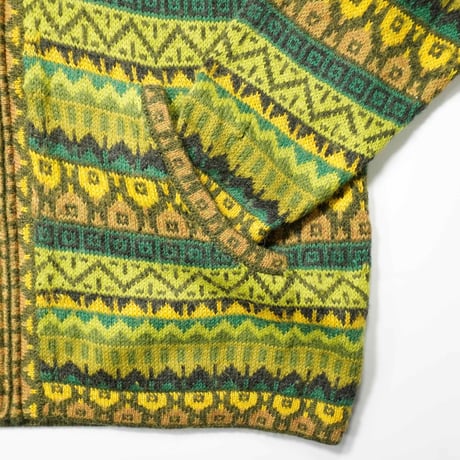 90s- Peru Alpaca wool Zip-up knit hoodie