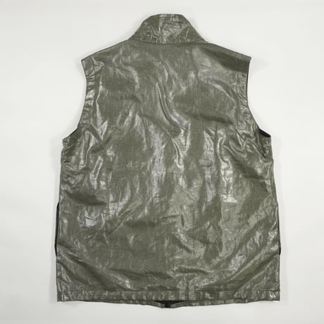 90s Waxed Linen Shiny Zip up Vest