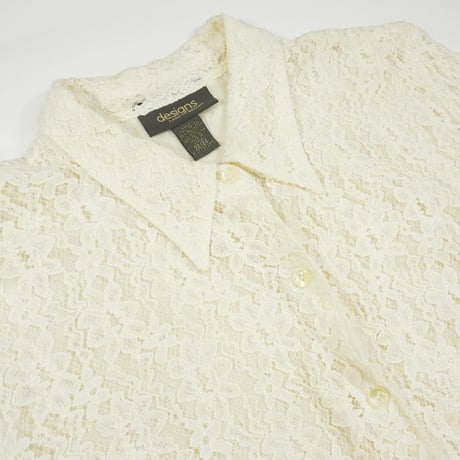 90s- Lace Mesh Design Shirt