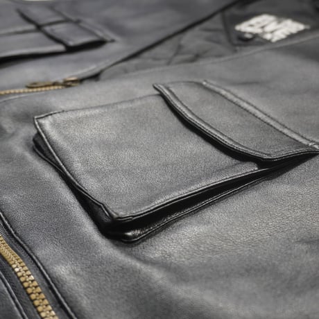 90s Multi pockets PVC Leather Vest
