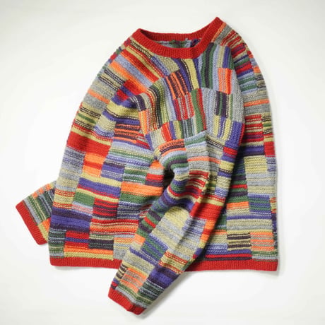 80s- Multi Color Hand knit Sweater