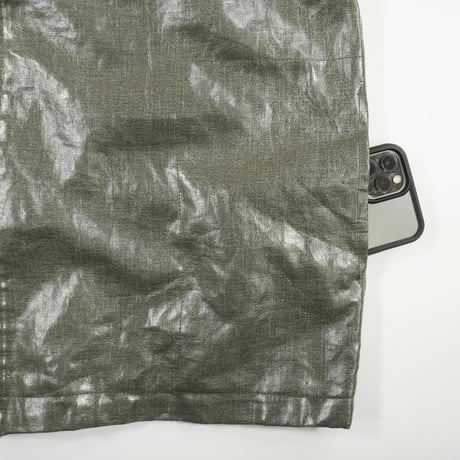90s Waxed Linen Shiny Zip up Vest