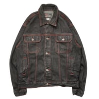 00s Red Stitch Black Denim Jacket