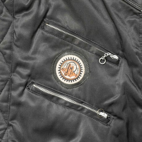 90s- Euro Nylon × Leather Bomber Jacket