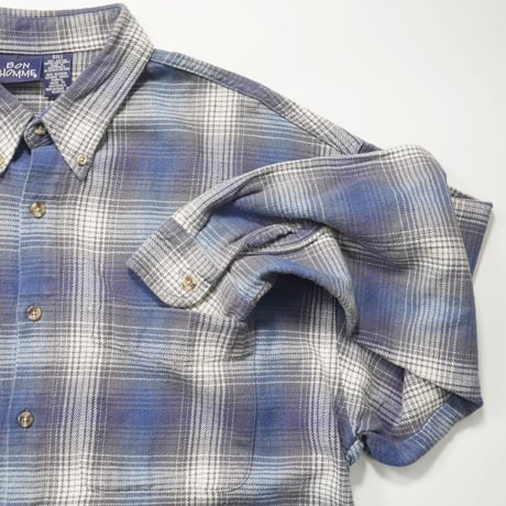 90s "BON HOMME" Ombre check cotton L/S shirt