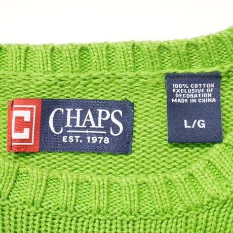 00s "CHAPS" Neon Green Cotton Knit Sweater