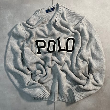 "Polo Ralph Luren" 「POLO」Logo Cotton Knit Sweater
