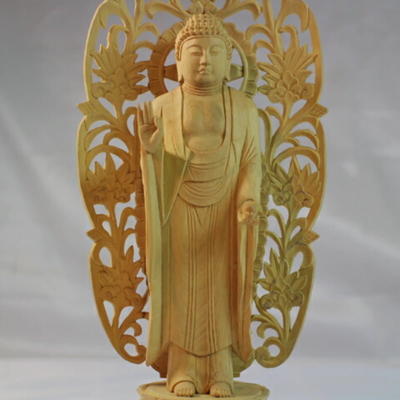 木彫り仏像阿弥陀如来 黄揚木 ami-1 | アスカ