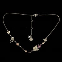 【中古】DIORディオール　アクセサリー　ブランドアクセサリー　レディーズ　ネックレス　クラシック　ロゴ　ラインストーン　トップス　ペンダント　四つばクローバー