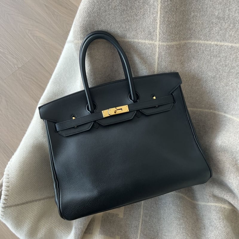 エルメス バーキン35 ボックスカーフ ノワール ゴールド金具 □E エルメス バーキン35 ボックスカーフ ノワール ゴールド金具 □E