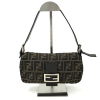 【中古】FENDI　フェンディ　ズッカ柄マンマバケット　レディーズ　肩掛け　ワンショルダーバッグ　ズッカ柄キャンパス＆レザー