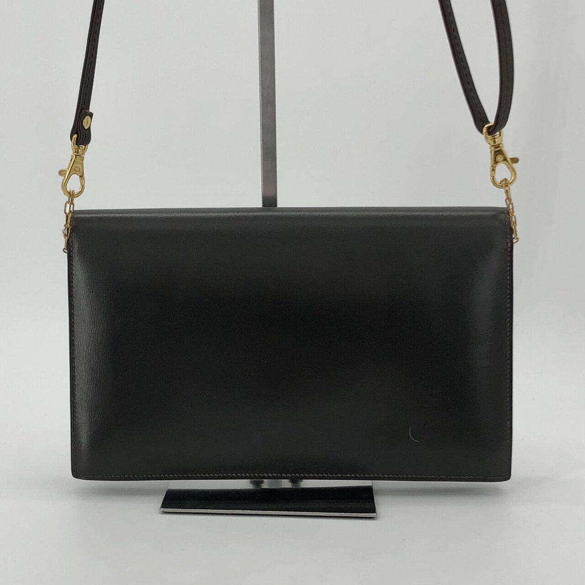 HERMES ゴールドリング ボックス付き エルメス リングドゥ ボックスカーフ ブラック ゴールド金具 ○V