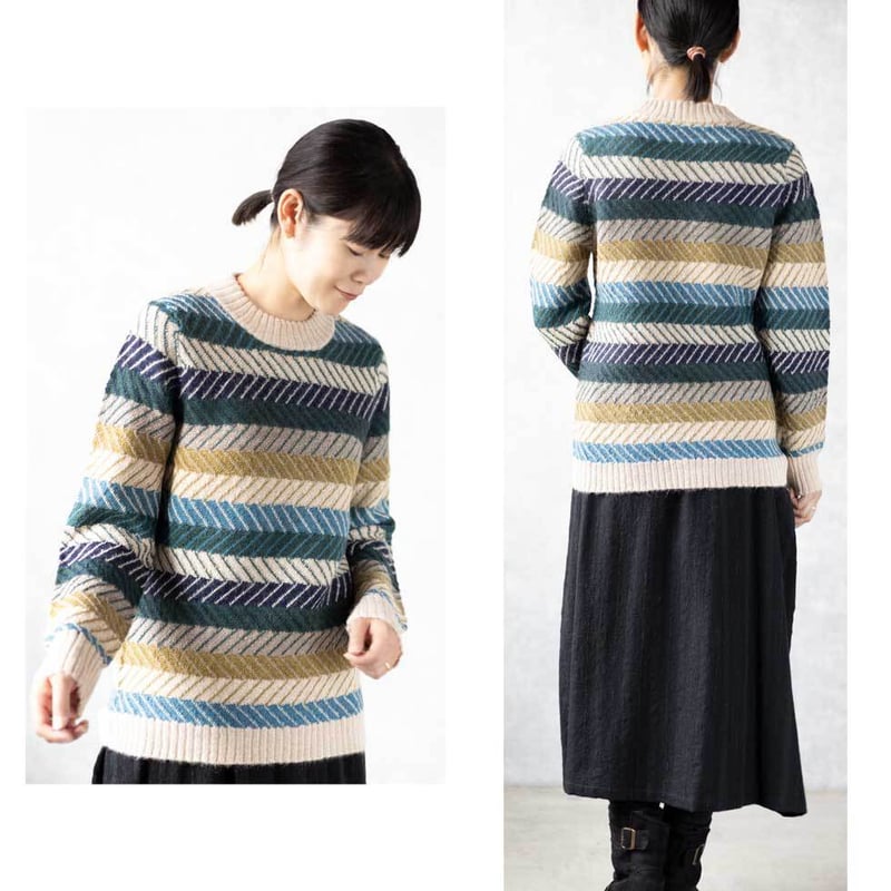 新品【HAUTE/オート】アルパカ100% トゲトゲし ハイネック ペプラムニット 