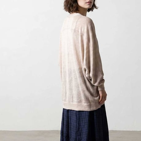 リネン100% ざっくりニット長袖トッパーカーディガン レディース 春夏 M-L