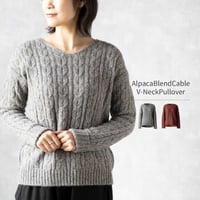『アルパカミックスVネックアラン柄プルオーバー（セーター）』