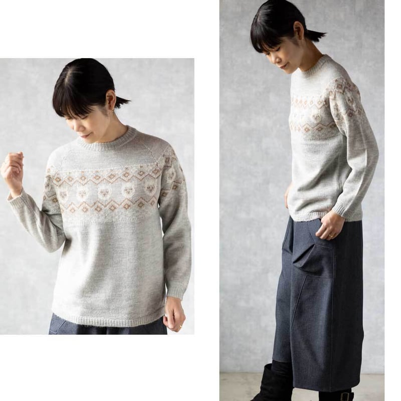 ALPACA HOUSE ベビーアルパカ100%セーター　サイズM～L相当 ベビーアルパカ100％アルパカフェース柄プルオーバー（セーター