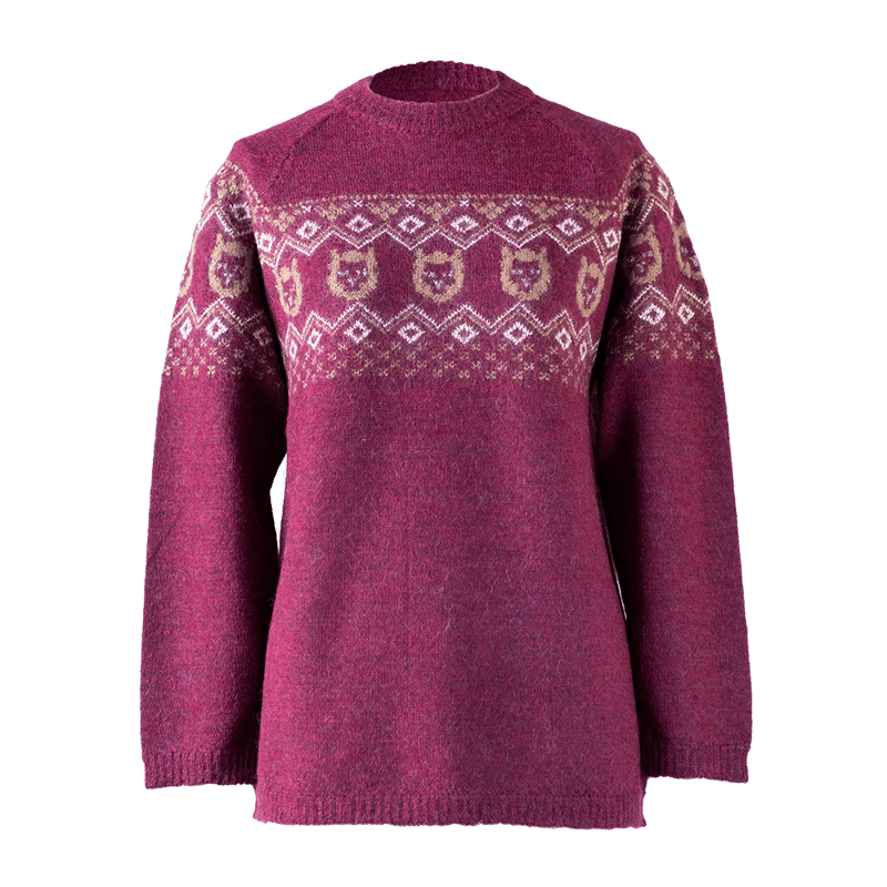 ベビーアルパカ100％アルパカフェース柄プルオーバー（セーター