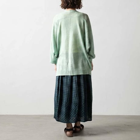 リネン100% ざっくりニット長袖トッパーカーディガン レディース 春夏 M-L